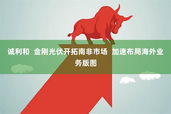 诚利和  金刚光伏开拓南非市场  加速布局海外业务版图