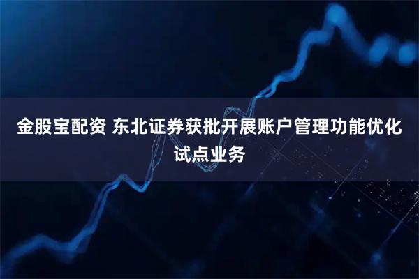 金股宝配资 东北证券获批开展账户管理功能优化试点业务